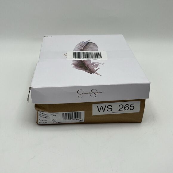 Jessica Simpson Nolira Sandals Womens 8M Champagne Rhinestone Bow Stiletto Heel - Picture 11 of 12